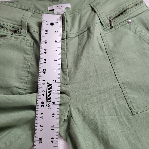 Cabi Womens Mid-Rise Cargo Pants Size 10 Green Wide Leg Stretch Casual #274 - Picture 6 of 8